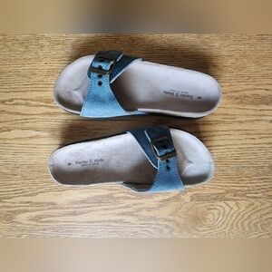 Baxter & Wells Made In Spain (Like Birkenstocks) Blue Sandals Women's Si…